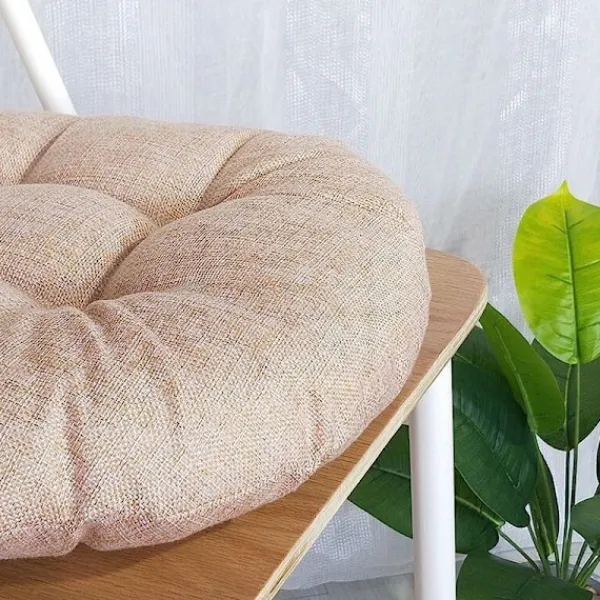 Sittpuffar>Linne rund sittdyna, bomullslinne tatami golvkudde, mjuk tjock stolsdyna för kontorsstol, bekväm tjock stolsdyna för kök