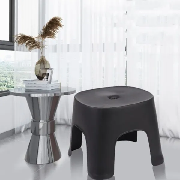 Sittpuffar>Liten bänk halkfri plast soffbord enkel pall vuxen förtjockning barn pall för skor kort pall svart