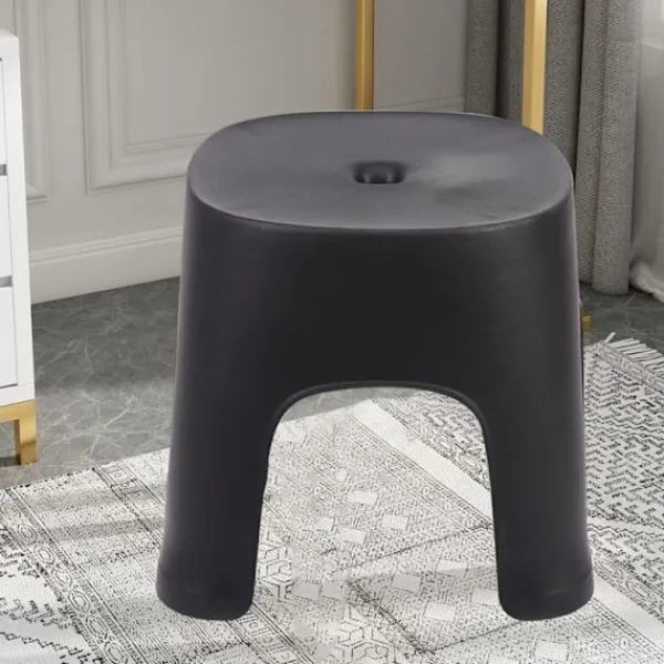 Sittpuffar>Liten bänk halkfri plast soffbord enkel pall vuxen förtjockning barn pall för skor kort pall svart