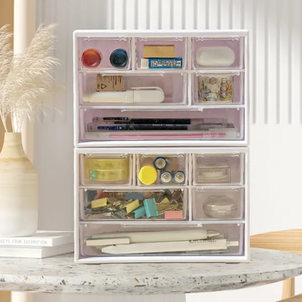 Byråer>Liten Byrå för Skrivbord, Plastförvaringslådor, Mini Förvaringslåda, Transparent Förvaringstorn med 6 Lådor för Förvaring av Smådelar
