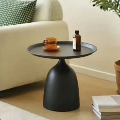Småbord>Litet soffbord & sidobord i smide – Modernt soffbord med golvbricka för vardagsrum/sovrum