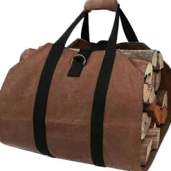 Kistor & Koffertar>Loggbärare Vedbärväska med handtag Slitstark vaxad canvas Loggbärare Stor vedväska Inomhus Camping Loggbärare 99 x 41 cm Kaffe (ls)