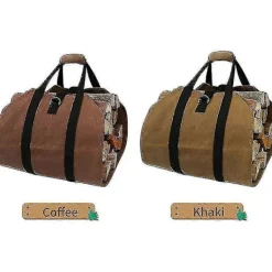 Kistor & Koffertar>Loggbärare Vedbärväska med handtag Slitstark vaxad canvas Loggbärare Stor vedväska Inomhus Camping Loggbärare 99 x 41 cm Kaffe (ls)