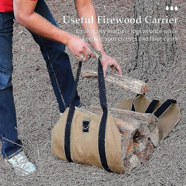 Kistor & Koffertar>Loggbärare Vedbärväska med handtag Slitstark vaxad canvas Loggbärare Stor vedväska Inomhus Camping Loggbärare 99 x 41 cm Kaffe (ls)