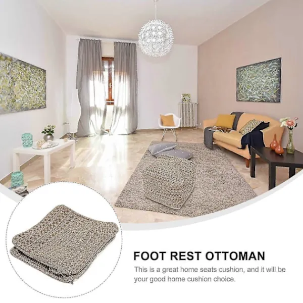 Sittpuffar>Lounge Kuddar Golv Fotpall Puffar Sittande Fyrkantig Puff Fotstöd Puff Bohemisk Ottoman Puff Fotpall 42X42X33CM