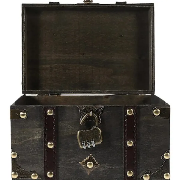 Kistor & Koffertar>Låsbar Förvaringslåda Piratskattkista Med Lås Stor Kapacitet Trälåda Kompatibel med Organisera Smycken 1-pack 22.00X15.00X13.50CM