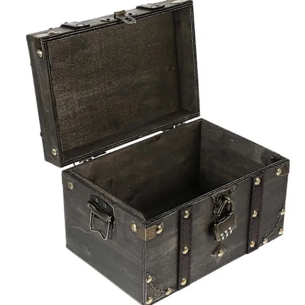 Kistor & Koffertar>Låsbar Förvaringslåda Piratskattkista Med Lås Stor Kapacitet Trälåda Kompatibel med Organisera Smycken 1-pack 22.00X15.00X13.50CM