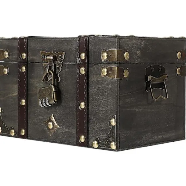 Kistor & Koffertar>Låsbar Förvaringslåda Piratskattkista Med Lås Stor Kapacitet Trälåda Kompatibel med Organisera Smycken 1-pack 22.00X15.00X13.50CM