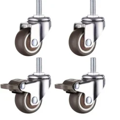 Småbord>M8 gängad stånggummihjul för handvagn, arbetsbord, möbelhjul, 1,5 tum, gängdiameter: 8 mm, längd 20 mm, 2 st