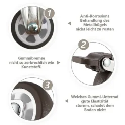 Balkongmöbler>M10 Svängbara Hjul Med Broms, Kraftiga Svängbara Hjul i Gummi, Arbetsbänk, Möbelhjul, Gängdiameter: 10mm, Längd 25mm, 2 Med B [DB]