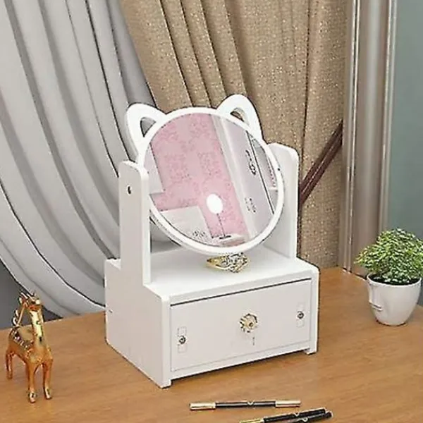 Sminkbord>Makeup Organizer Kosmetisk Förvaringsdisplaylådor Med Spegel För Badrum, Byrå, Fåfänga Och Bänkskiva