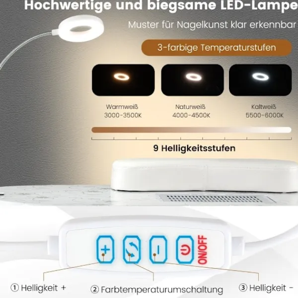 B2X Sminkbord>Manikyrbord hopfällbart nagelbord med elektrisk dammsamlare manikyrbord marmor ser vit ut