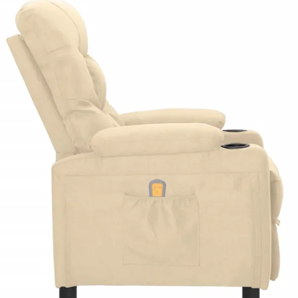 vidaXL Fåtöljer>Massagefåtölj gräddvit tyg