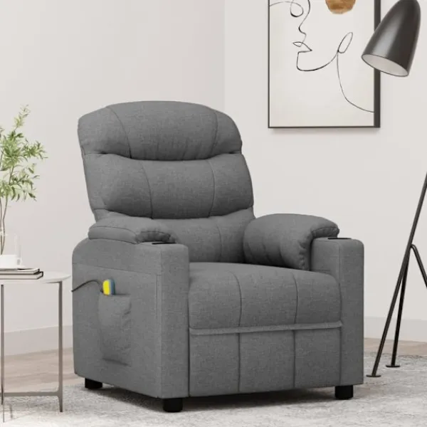 vidaXL Fåtöljer>Massagefåtölj ljusgrå tyg