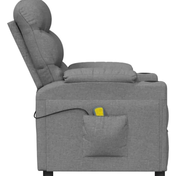 vidaXL Fåtöljer>Massagefåtölj ljusgrå tyg