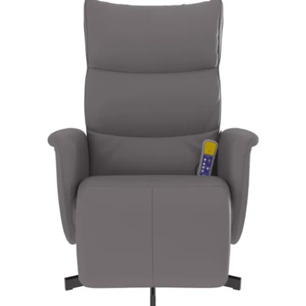 vidaXL Fåtöljer>Massagefåtölj med fotstöd grå konstläder
