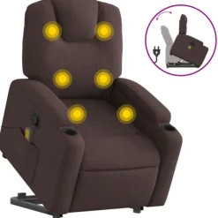 vidaXL Fåtöljer>Massagefåtölj med uppresningshjälp mörkbrun tyg