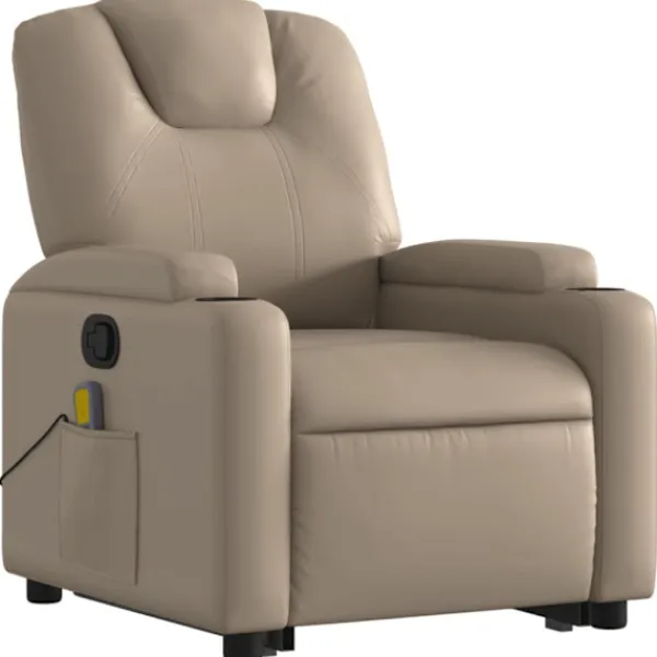 vidaXL Fåtöljer>Massagefåtölj med uppresningshjälp cappuccino konstläder