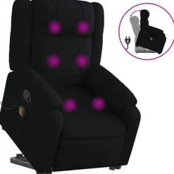 vidaXL Fåtöljer>Massagefåtölj med uppresningshjälp svart tyg