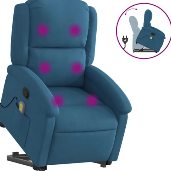 vidaXL Fåtöljer>Massagefåtölj med uppresningshjälp Blå sammet
