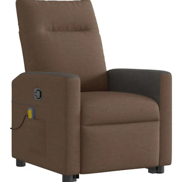 vidaXL Fåtöljer>Massagefåtölj med uppresningshjälp brun tyg