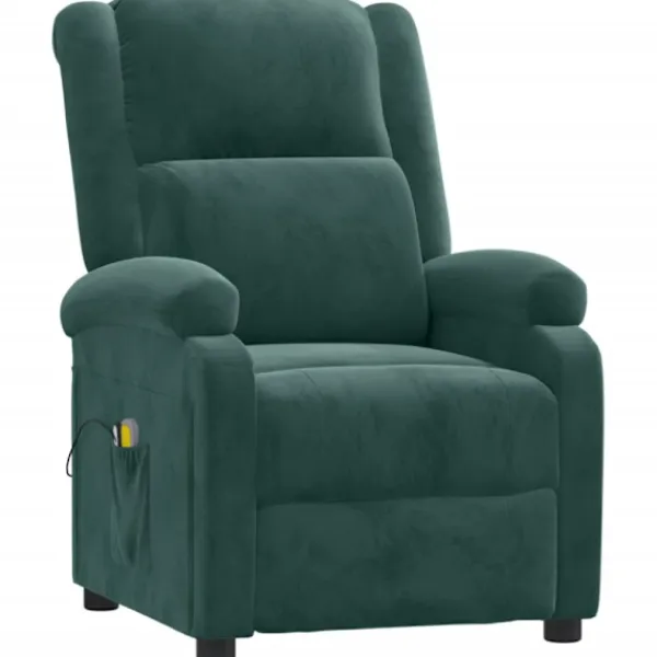 vidaXL Fåtöljer>Massagefåtölj mörkgrön sammet