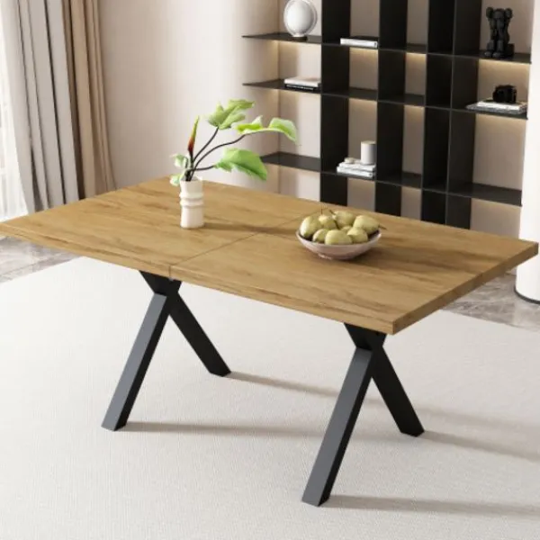 Matbord>Matbord, korsbensdesign, rektangulärt matbord, soffbord, modernt, enkelt matbord i järn, L140*B80*H76cm