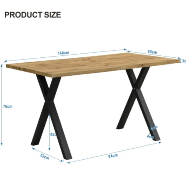 Matbord>Matbord, korsbensdesign, rektangulärt matbord, soffbord, modernt, enkelt matbord i järn, L140*B80*H76cm