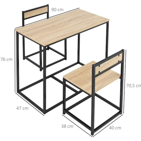 Northio Matgrupper>Matbord med 2 stolar, set om 3 matgrupp, köksbord för 2 personer, matsalsgrupp för små rum, kök, vardagsrum, ek
