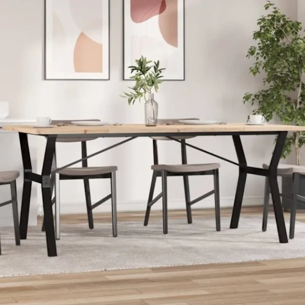 vidaXL Matgrupper>Matbord Y-ram 180x90x75,5 cm massiv furu och stål