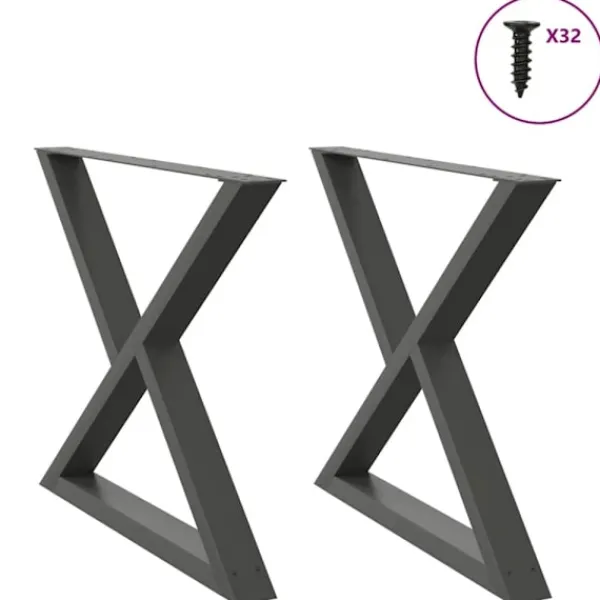 vidaXL Matbord>Matbordsben 2 st antracit 90x(72-73,3) cm stål