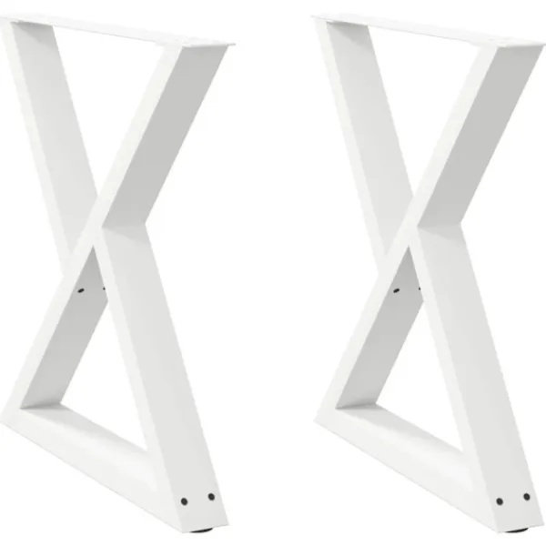 vidaXL Matbord>Matbordsben 2 st vita 80x(72-73,3) cm stål