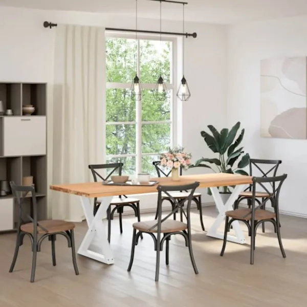 vidaXL Matbord>Matbordsben 2 st vita 80x(72-73,3) cm stål