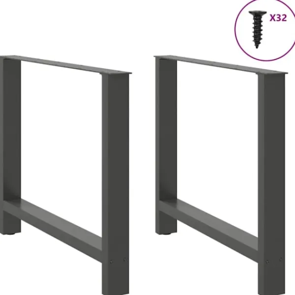 vidaXL Matbord>Matbordsben antracit 2 st 100x(72-73) cm stål