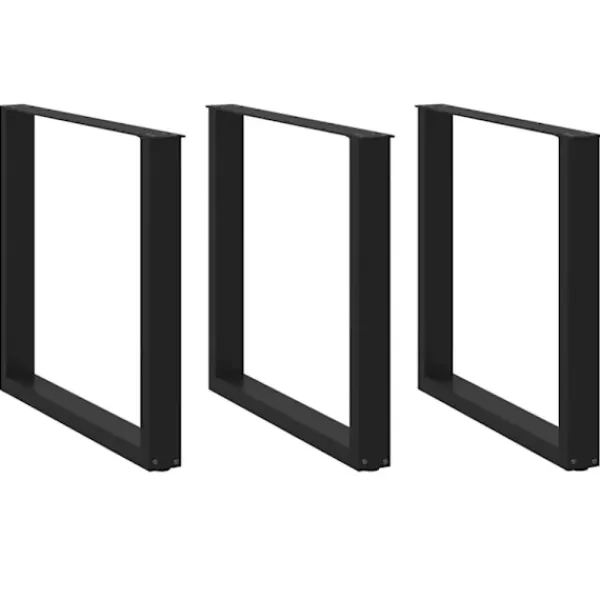 vidaXL Matbord>Matbordsben U-formade 3 st svarta 90x(72-73) cm stål