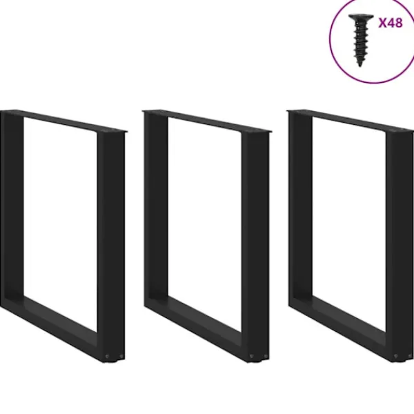 vidaXL Matbord>Matbordsben U-formade 3 st svarta 90x(72-73) cm stål