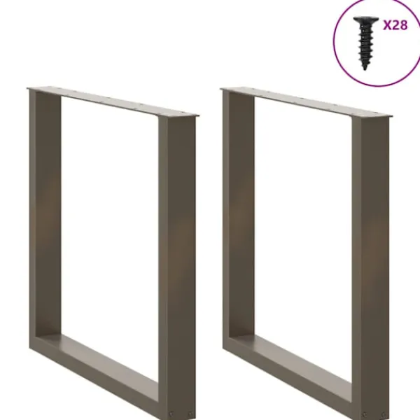vidaXL Matbord>Matbordsben U-formade 2 st naturstål 80x(72-73) cm stål