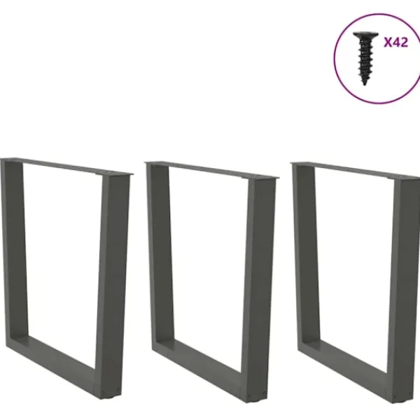 vidaXL Matbord>Matbordsben V-formade 3 st antracit 90x(72-73,3) cm stål