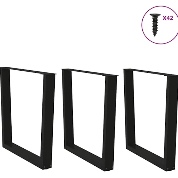 vidaXL Matbord>Matbordsben V-formade 3 st svarta 80x(72-73,3) cm stål