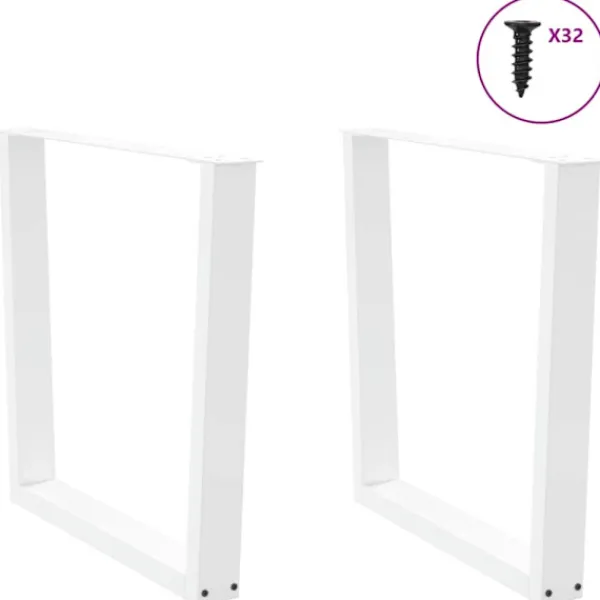 vidaXL Matbord>Matbordsben V-formade 2 st vita 90x(72-73,3) cm stål