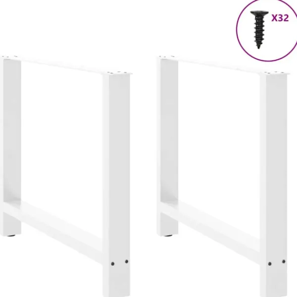 vidaXL Matbord>Matbordsben vita 2 st 100x(72-73) cm stål