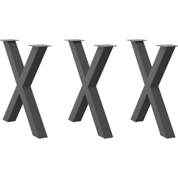 vidaXL Matbord>Matbordsben X-formade 3 st antracit 70x(72-73) cm stål