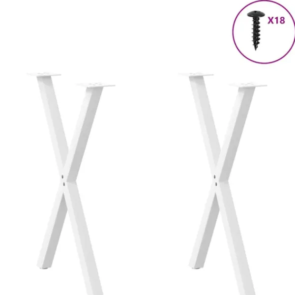 vidaXL Matbord>Matbordsben X-formade 2 st vita 50x(72-73) cm stål