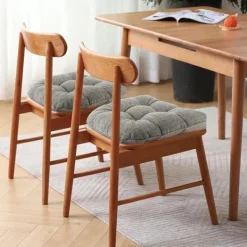 Stolar>Matsalsstolar halkfria kuddar, set om 4, 46*43*9 cm, sittdyna med band, ljusgrå