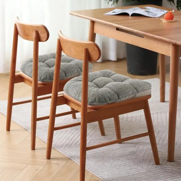 Stolar>Matsalsstolar halkfria kuddar, set om 4, 46*43*9 cm, sittdyna med band, ljusgrå