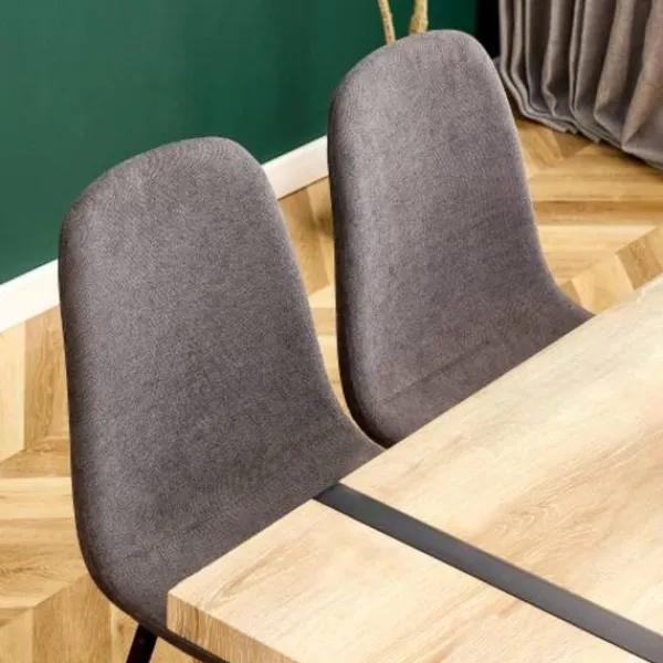 Matgrupper>Matsalsstolar set om 4, skandinavisk vintage-stil, konstgjord mocka & stålben, svart, grå