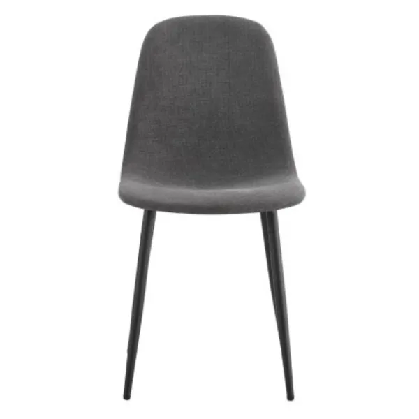 Matgrupper>Matsalsstolar set om 4, skandinavisk vintage-stil, konstgjord mocka & stålben, svart, grå