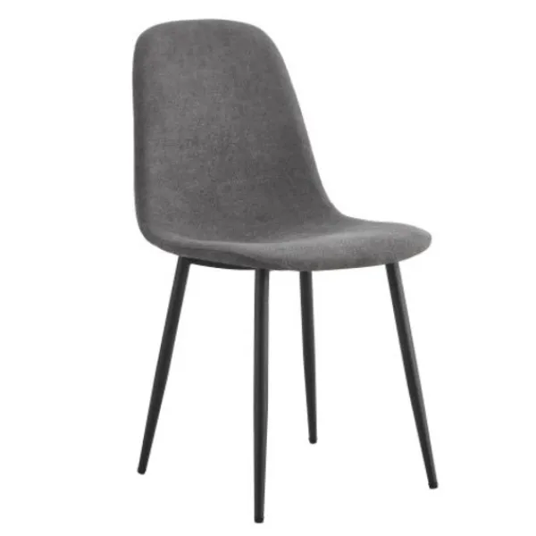 Matgrupper>Matsalsstolar set om 4, skandinavisk vintage-stil, konstgjord mocka & stålben, svart, grå