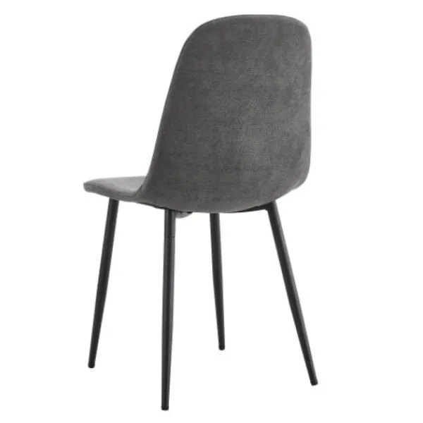 Matgrupper>Matsalsstolar set om 4, skandinavisk vintage-stil, konstgjord mocka & stålben, svart, grå