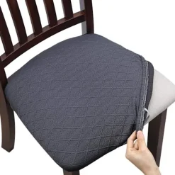 Stolar>Matstol Överdrag Set om 4 Universal Avtagbar Elastisk Stretch Överdrag för Dekoration Hem Hotell Ceremoni Bröllop (Mörkgrå, 4)